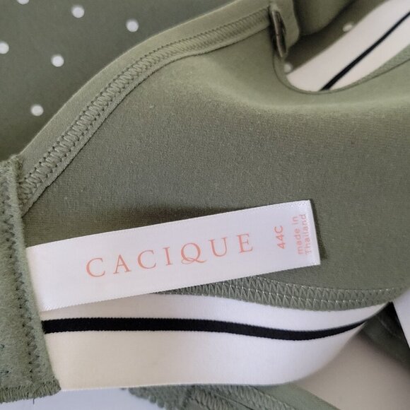 Cacique Bra 44C Women's Green White Polka Dots Unlined Full Coverage No Wire Bra - Picture 4 of 4